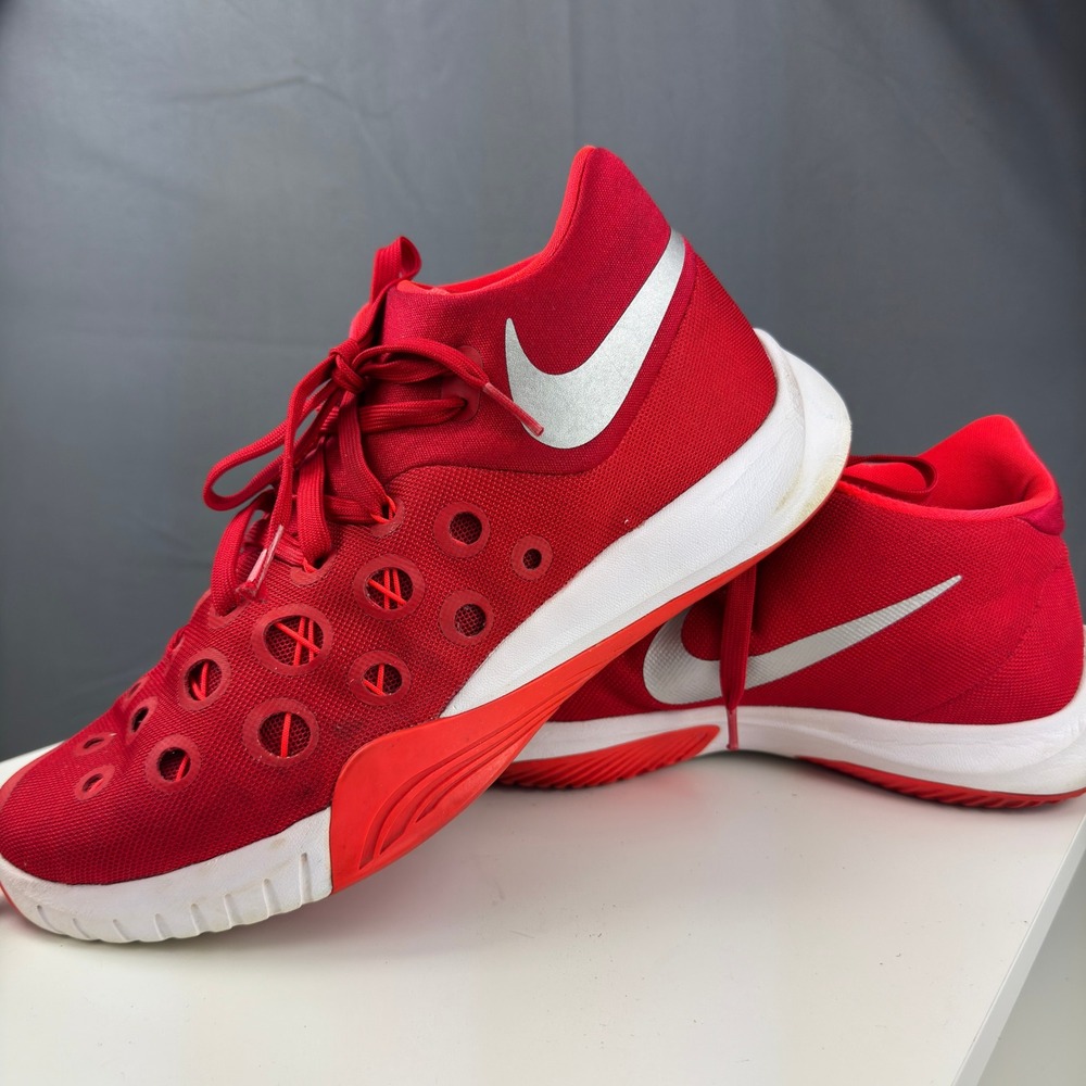 Nike Zoom Hyperquickness Basketball Shoes Mens 8.5 Red Silver 749883-606